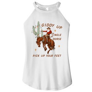 Giddy Up Jingle Horse Pick Up Your Feet Cowboy Santa Xmas Women's Perfect Tri Rocker Tank