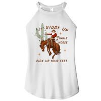 Giddy Up Jingle Horse Pick Up Your Feet Cowboy Santa Xmas Women's Perfect Tri Rocker Tank