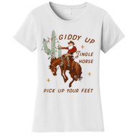 Giddy Up Jingle Horse Pick Up Your Feet Cowboy Santa Xmas Women's T-Shirt