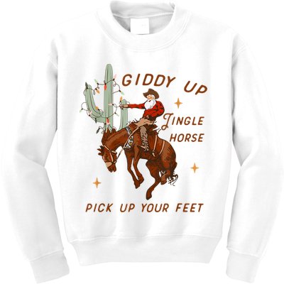 Giddy Up Jingle Horse Pick Up Your Feet Cowboy Santa Xmas Kids Sweatshirt