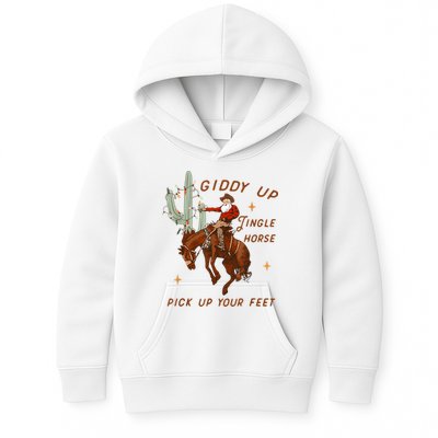 Giddy Up Jingle Horse Pick Up Your Feet Cowboy Santa Xmas Kids Hoodie