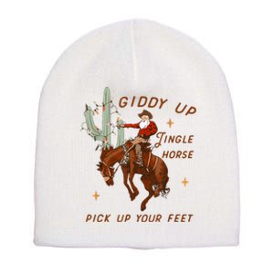 Giddy Up Jingle Horse Pick Up Your Feet Cowboy Santa Xmas Short Acrylic Beanie