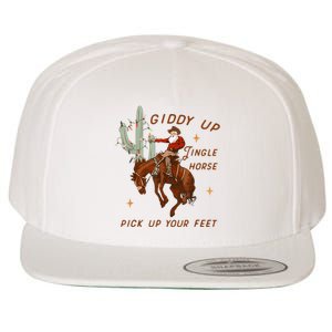 Giddy Up Jingle Horse Pick Up Your Feet Cowboy Santa Xmas Wool Snapback Cap