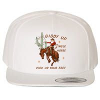 Giddy Up Jingle Horse Pick Up Your Feet Cowboy Santa Xmas Wool Snapback Cap