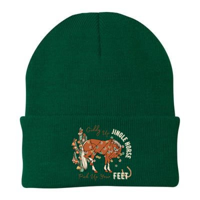 Giddy Up Jingle Horse Pick Up Your Feet Cowboy Santa Cactus Knit Cap Winter Beanie