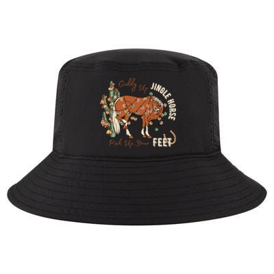 Giddy Up Jingle Horse Pick Up Your Feet Cowboy Santa Cactus Cool Comfort Performance Bucket Hat