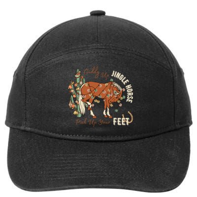 Giddy Up Jingle Horse Pick Up Your Feet Cowboy Santa Cactus 7-Panel Snapback Hat