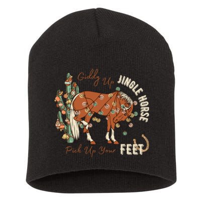 Giddy Up Jingle Horse Pick Up Your Feet Cowboy Santa Cactus Short Acrylic Beanie