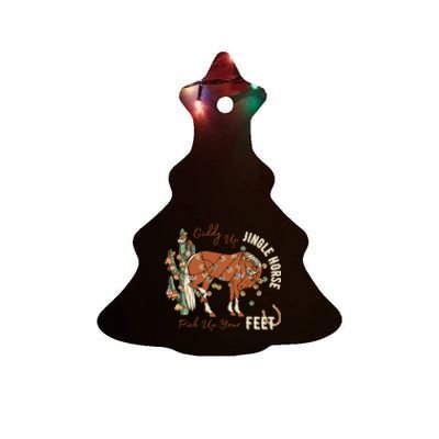 Giddy Up Jingle Horse Pick Up Your Feet Cowboy Santa Cactus Ceramic Tree Ornament