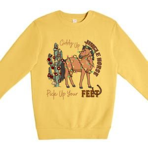 Giddy Up Jingle Horse Pick Up Your Feet Cow Christmas Cool Gift Premium Crewneck Sweatshirt