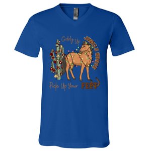 Giddy Up Jingle Horse Pick Up Your Feet Cow Christmas Cool Gift V-Neck T-Shirt