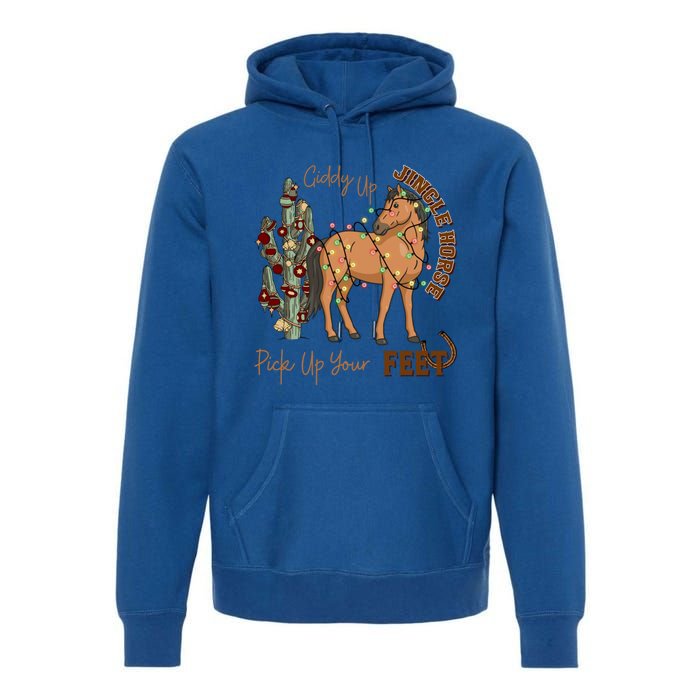 Giddy Up Jingle Horse Pick Up Your Feet Cow Christmas Cool Gift Premium Hoodie