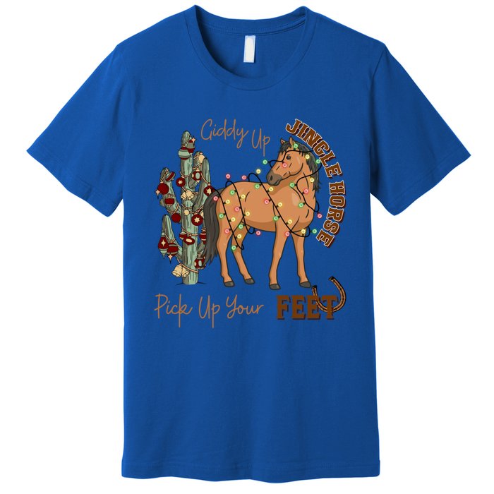 Giddy Up Jingle Horse Pick Up Your Feet Cow Christmas Cool Gift Premium T-Shirt