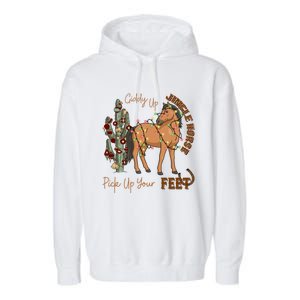 Giddy Up Jingle Horse Pick Up Your Feet Cow Christmas Cool Gift Garment-Dyed Fleece Hoodie