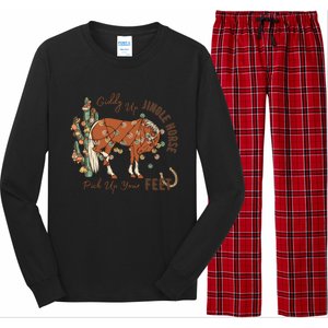 Giddy Up Jingle Horse Pick Up Your Feet Cow Santa Cactus Gift Long Sleeve Pajama Set