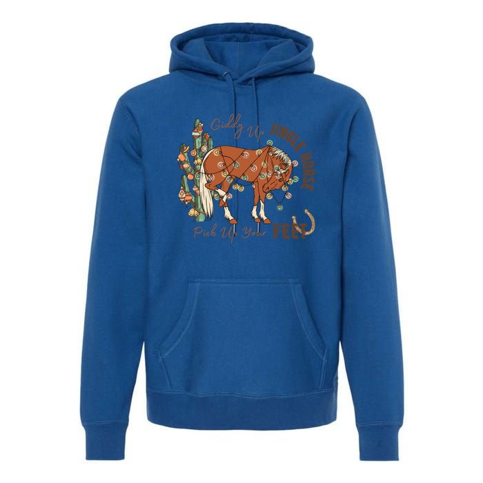 Giddy Up Jingle Horse Pick Up Your Feet Cow Santa Cactus Gift Premium Hoodie