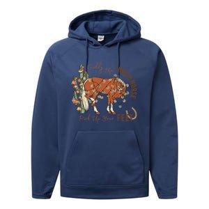 Giddy Up Jingle Horse Pick Up Your Feet Cow Santa Cactus Gift Performance Fleece Hoodie