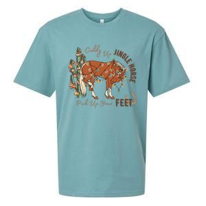 Giddy Up Jingle Horse Pick Up Your Feet Cow Santa Cactus Gift Sueded Cloud Jersey T-Shirt