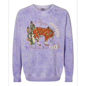 Giddy Up Jingle Horse Pick Up Your Feet Cowboy Santa Cactus Colorblast Crewneck Sweatshirt