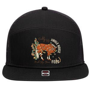 Giddy Up Jingle Horse Pick Up Your Feet Cowboy Santa Cactus 7 Panel Mesh Trucker Snapback Hat