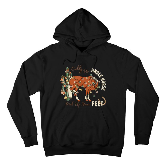 Giddy Up Jingle Horse Pick Up Your Feet Cowboy Santa Cactus Hoodie