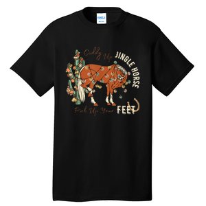 Giddy Up Jingle Horse Pick Up Your Feet Cowboy Santa Cactus Tall T-Shirt