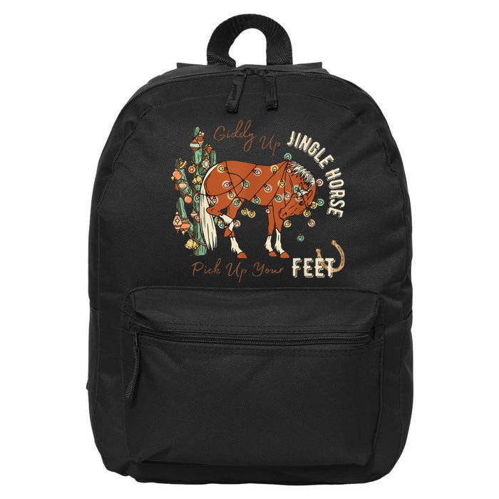 Giddy Up Jingle Horse Pick Up Your Feet Cowboy Santa Cactus 16 in Basic Backpack