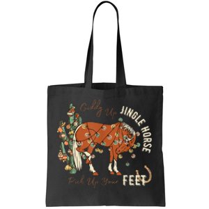 Giddy Up Jingle Horse Pick Up Your Feet Cowboy Santa Cactus Tote Bag