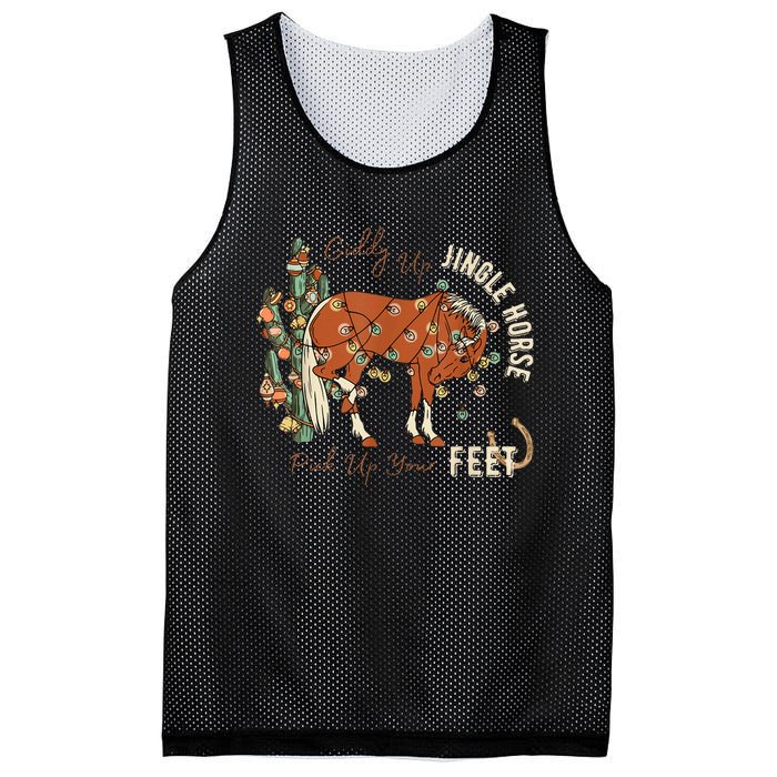 Giddy Up Jingle Horse Pick Up Your Feet Cowboy Santa Cactus Mesh Reversible Basketball Jersey Tank