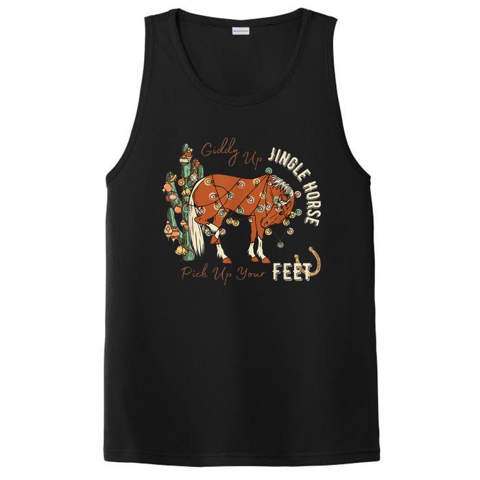 Giddy Up Jingle Horse Pick Up Your Feet Cowboy Santa Cactus PosiCharge Competitor Tank