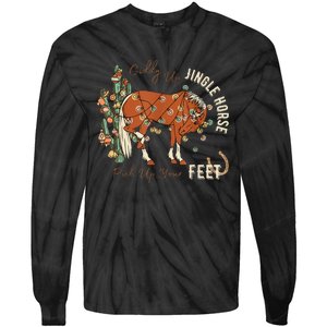 Giddy Up Jingle Horse Pick Up Your Feet Cowboy Santa Cactus Tie-Dye Long Sleeve Shirt