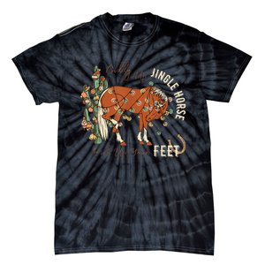 Giddy Up Jingle Horse Pick Up Your Feet Cowboy Santa Cactus Tie-Dye T-Shirt