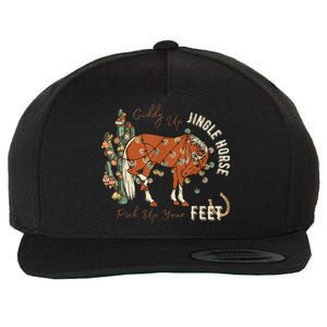 Giddy Up Jingle Horse Pick Up Your Feet Cowboy Santa Cactus Wool Snapback Cap