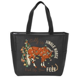 Giddy Up Jingle Horse Pick Up Your Feet Cowboy Santa Cactus Zip Tote Bag