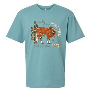 Giddy Up Jingle Horse Pick Up Your Feet Cowboy Santa Cactus Sueded Cloud Jersey T-Shirt