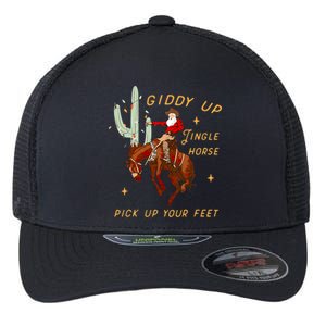 Giddy Up Jingle Horse Pick Up Your Feet Cowboy Santa Cactus Flexfit Unipanel Trucker Cap