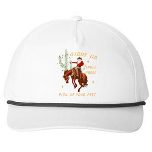 Giddy Up Jingle Horse Pick Up Your Feet Cowboy Santa Cactus Snapback Five-Panel Rope Hat