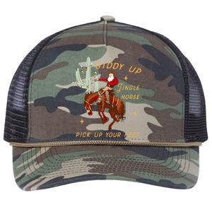 Giddy Up Jingle Horse Pick Up Your Feet Cowboy Santa Cactus Retro Rope Trucker Hat Cap