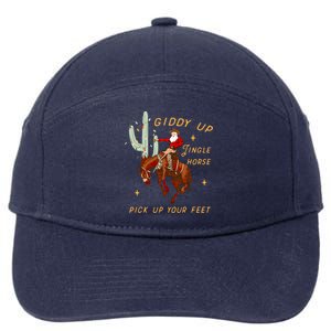 Giddy Up Jingle Horse Pick Up Your Feet Cowboy Santa Cactus 7-Panel Snapback Hat