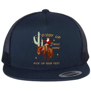 Giddy Up Jingle Horse Pick Up Your Feet Cowboy Santa Cactus Flat Bill Trucker Hat