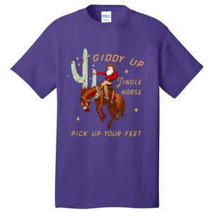 Giddy Up Jingle Horse Pick Up Your Feet Cowboy Santa Cactus Tall T-Shirt