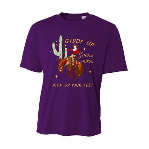 Giddy Up Jingle Horse Pick Up Your Feet Cowboy Santa Cactus Performance Sprint T-Shirt