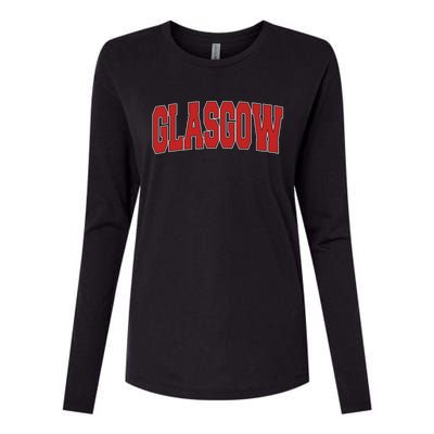 Glasgow United Kingdom Varsity Style Vintage Retro Uk Sports Great Gift Womens Cotton Relaxed Long Sleeve T-Shirt