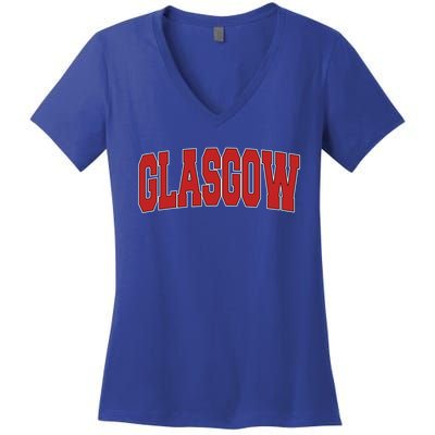 Glasgow United Kingdom Varsity Style Vintage Retro Uk Sports Great Gift Women's V-Neck T-Shirt