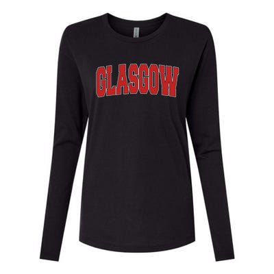 Glasgow United Kingdom Varsity Style Vintage Retro Uk Sports Cute Gift Womens Cotton Relaxed Long Sleeve T-Shirt