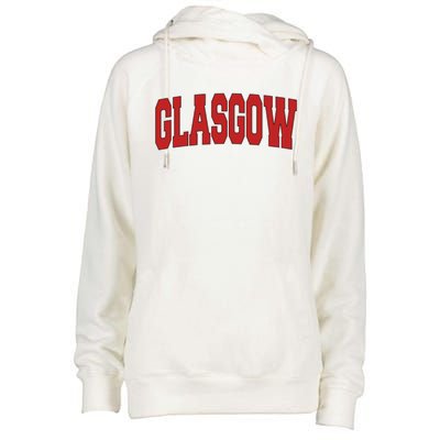 Glasgow United Kingdom Varsity Style Vintage Retro Uk Sports Cute Gift Womens Funnel Neck Pullover Hood