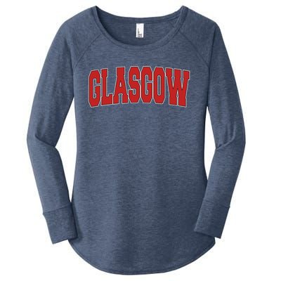 Glasgow United Kingdom Varsity Style Vintage Retro Uk Sports Cute Gift Women's Perfect Tri Tunic Long Sleeve Shirt