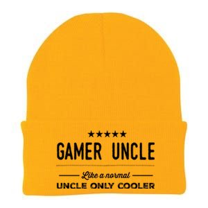 Gamer Uncle Like A Normal Uncle Only Cooler Funny Uncle Gift Knit Cap Winter Beanie