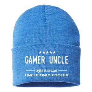 Gamer Uncle Like A Normal Uncle Only Cooler Funny Uncle Gift Sustainable Knit Beanie