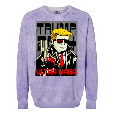 Great Ultra MAGA King Terminator Parody Trump 2024 Anti Biden Colorblast Crewneck Sweatshirt